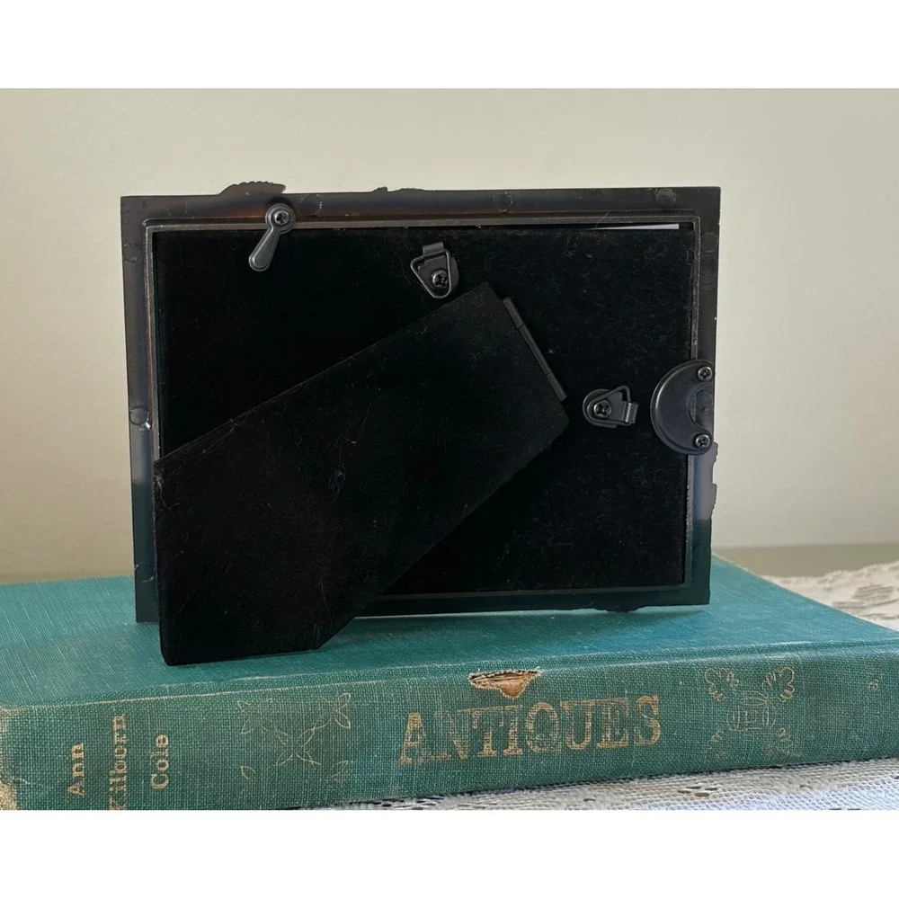 Vintage Pewter Rose Floral Picture Frame with Duck Pond Art Print 5x7 4x6